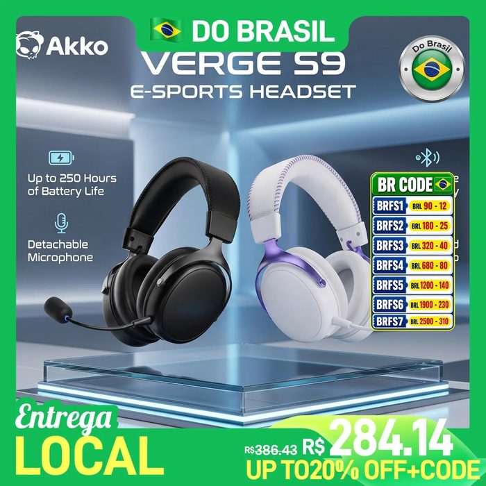 Headset Gamer sem fio Akko S9 Verge Ultra