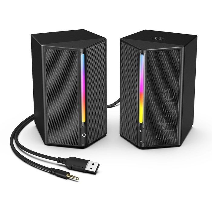 Caixas De Som Fifine A20, Estéreo, Rgb, Usb/3,5, Preto