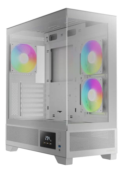 Gabinete Gamer Atlas M1 Gamdias, Branco, Vidro Temperado com Display