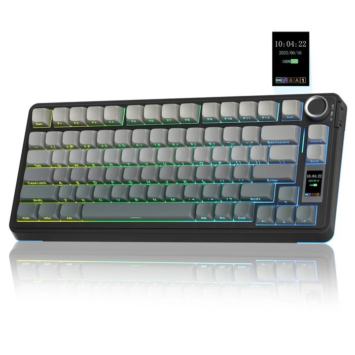 Teclado Gamer Aula S75Pro 75% com Luz Rgb e Tela Tft, Hot-Swappable