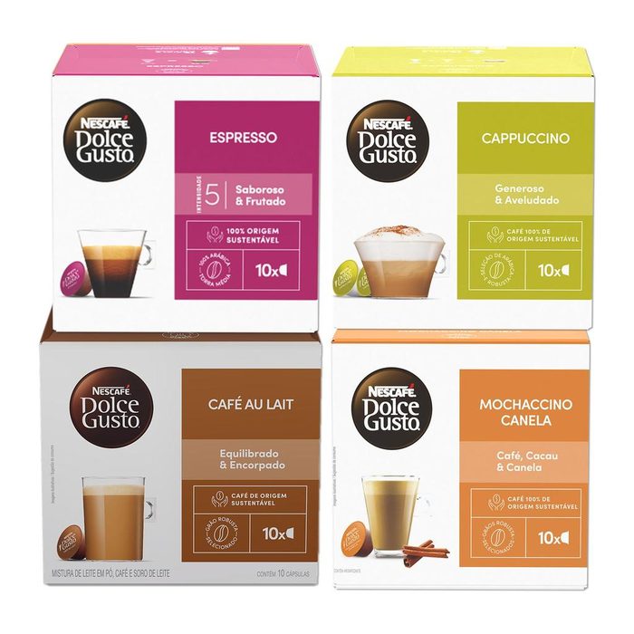 Kit Dolce Gusto Queridinhos 40 cápsulas Espresso, Canela, Au Lait e Cappuccino