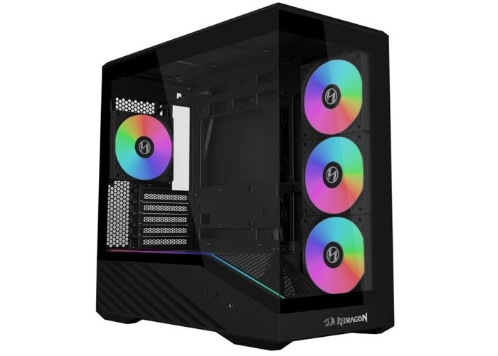Gabinete Gamer Lian Li Vector V100 Mini Redragon Spec Preto Micro-Atx Com 4 Fans Janela Lateral Vidro Temperado