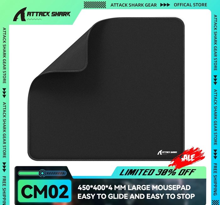 Mousepad Attack Shark Cm02, base de borracha antiderrapante 450x400x4mm