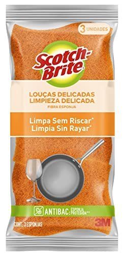 Scotch-Brite 3M Esponja para Louças Delicadas Cor Laranja 3 Unidades