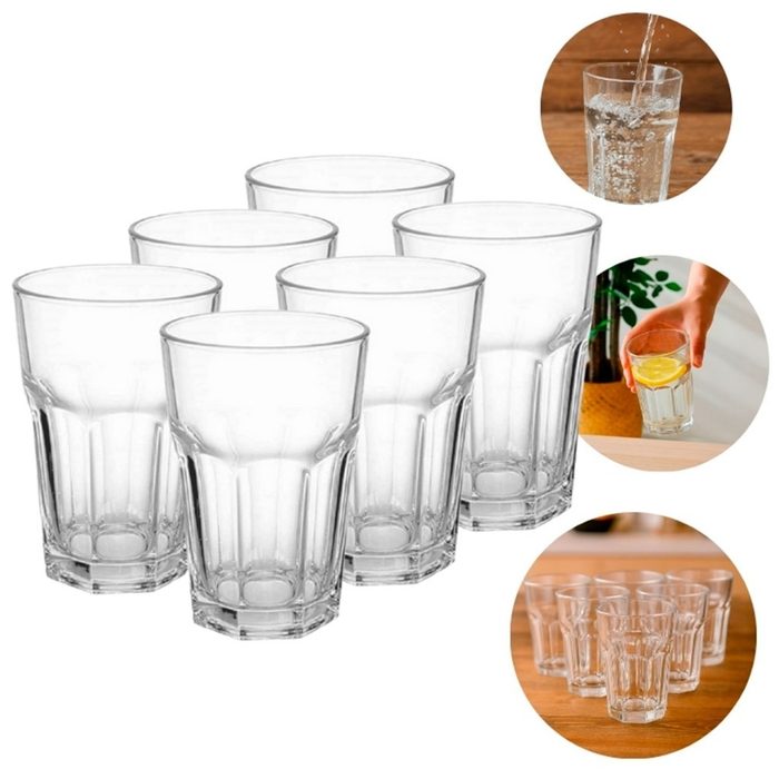 Jogo de Copos 6 Unidades 360ml Vidro Bristol Transparente Bela Flor