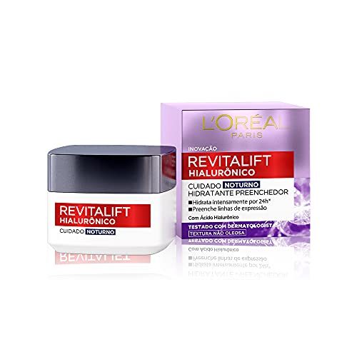 L'Oréal Paris Revitalift Hialurônico Creme Facial Noturno, com Ácido Hialurônico Puro, Com textura leve, 49g
