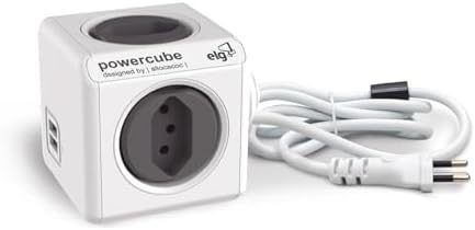ELG, PWC-X4U/3M, PowerCube com Extensor USB, Filtro de Linha, Multiplicador 4 Tomadas Bivolt com 2 Portas USB 2.4A, Disjuntor Integrado de 1