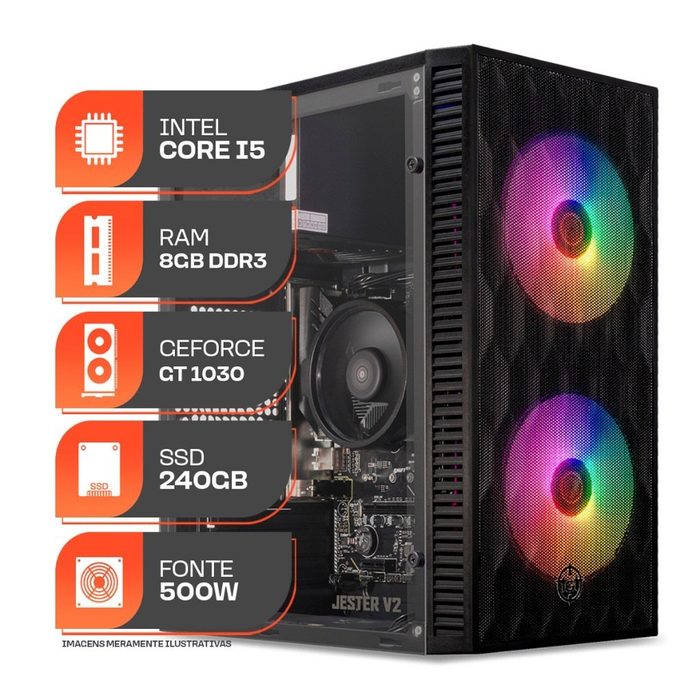 Pc Forge, Intel Core i5, Gt 1030 2Gb, 8Gb De Ram, Ssd 240Gb, Fonte 500W
