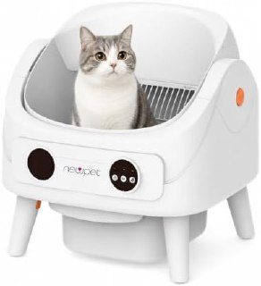 Banheiro Gato, Caixa de Areia Automática Autolimpante, Caixa Sanitária Inteligente NEWPET com Abertura Superior, Design com Sensor de Segura