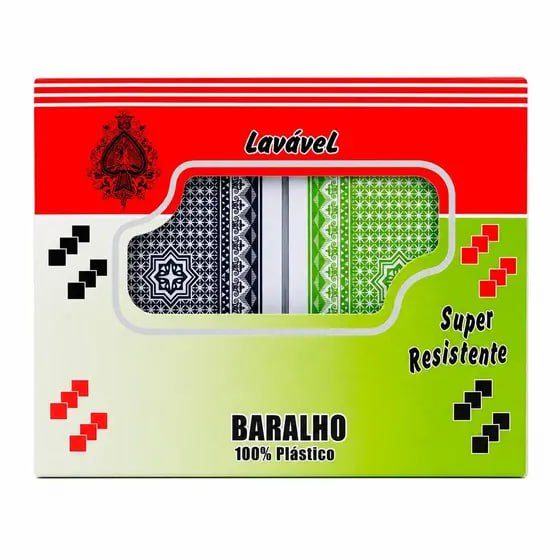 Baralho Duplo 108 Cartas 100% Plástico Lavável à Prova Dágua com Estojo - Mega Prime