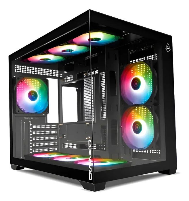 gabinete mancer cv450 mini tower 9 fans vidro preto