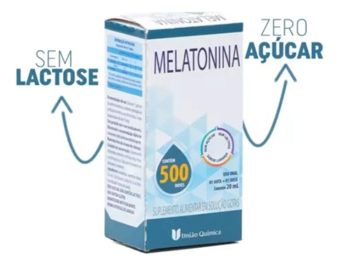 suplemento união química melatonina líquida 20ml sabor laranja 500 doses