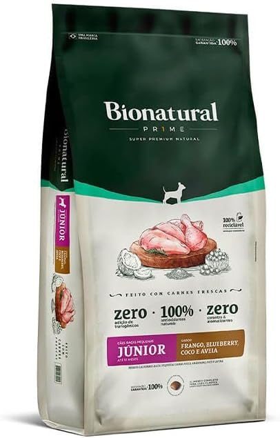 ração para cães bionatural prime frango raças pequenas júnior 10,1kg