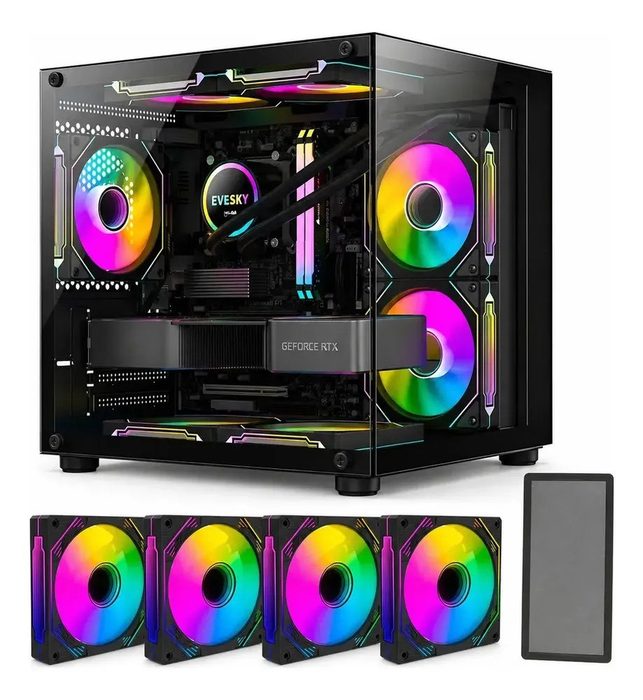 gabinete hayom aquário com 4 cooler fan led rgb