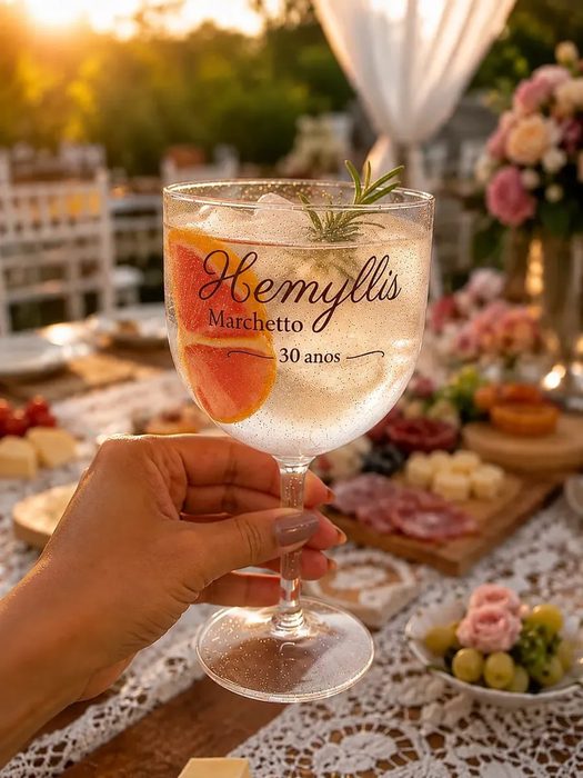 taça gin acrílico com glitter 450 ml