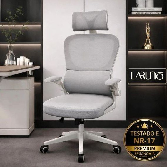 cadeira de escritório laruno ergonômica giratória cinza