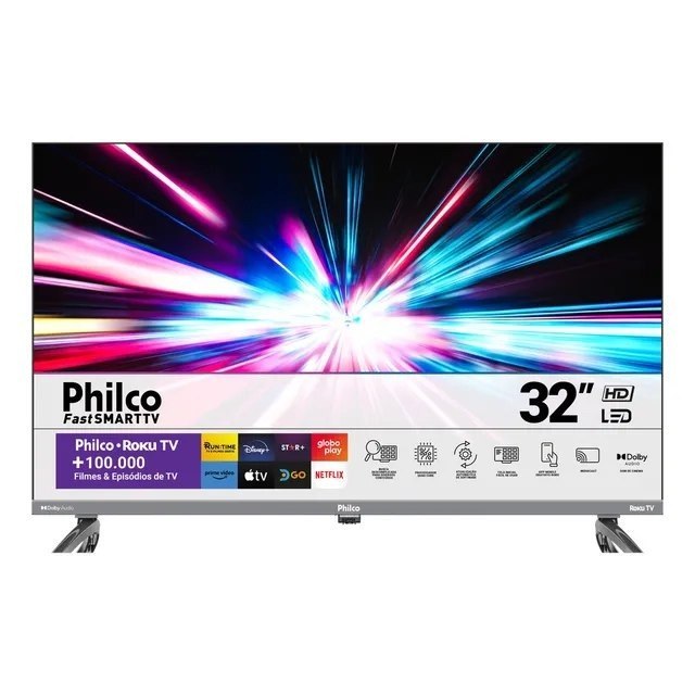 smart tv philco p32vik roku led dolby audio hdr wi-fi 110/220v
