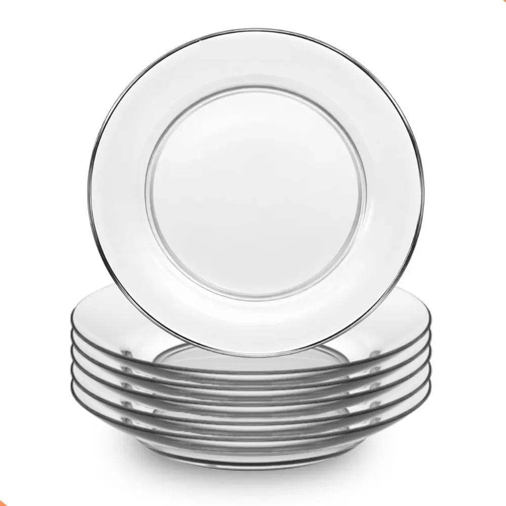 utensílios domésticos kit 12 pratos em vidro almoço e jantar