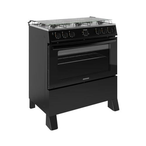 fogão itatiaia star new 6 bocas acendimento automático forno 82l preto bivolt