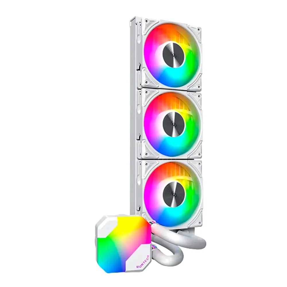 water cooler montech hyperflow argb 360 360mm 3 fans argb branco