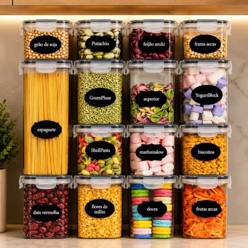 cozinha kit 15 potes herméticos alimentos