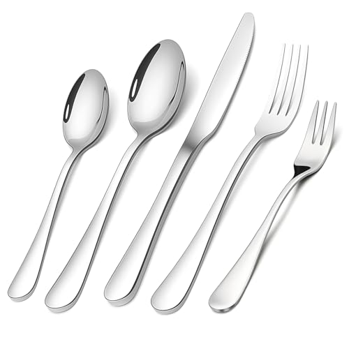 Conjunto de Talheres 30 Peças Aço Inoxidável Premium - 6 Facas, 6 Garfos, 6 Colheres, 6 Garfos Salada, 6 Colheres Chá - Presente Elegante pa