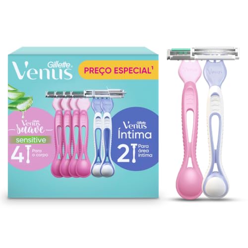 higiene pessoal gillette venus suave kit 4un + venus íntima 2un