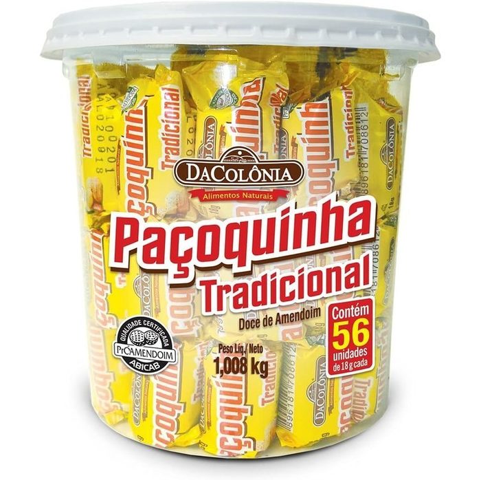 Da Colonia Dacolonia - Paçoca Rolha Tradicional Balde 56 Unidades