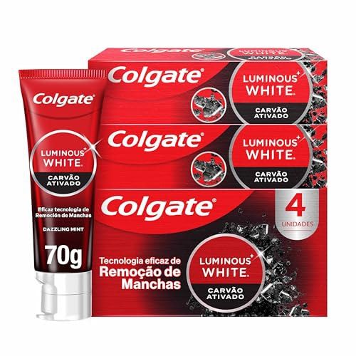 creme dental colgate luminous white carvão ativado 4x70g
