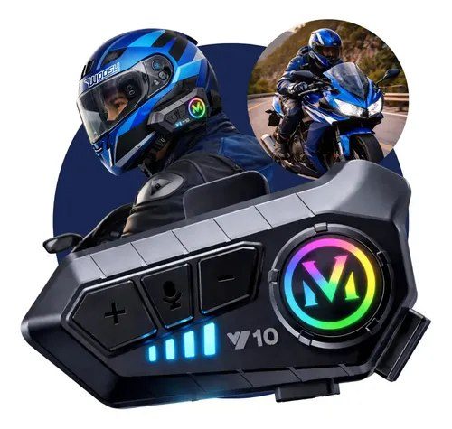 Fone De Ouvido Para Capacete Intercomunicador Bluetooth Headset Rgb Sem Fio Música GPS Chamadas Handsfree Alta Potência