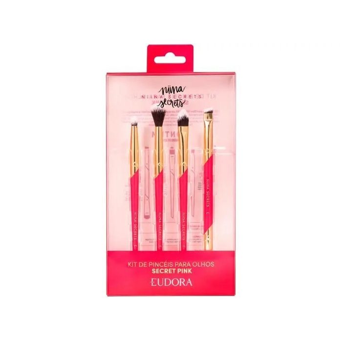 pincéis de maquiagem eudora niina secrets secret pink 4 peças