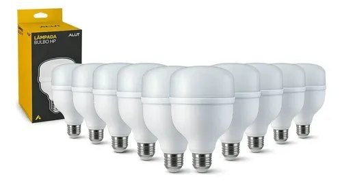 Kit 10 Lâmpadas LED Bulbo 50W Alta Potência Branco Frio 6500K Bivolt E27 - Super Bulbo Econômica 4000 Lúmens
