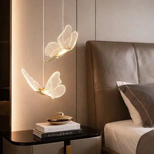 Luminária Pendente LED em Formato de Borboleta, Moderna com Design Elegante 110–265V Tieesa Dourado