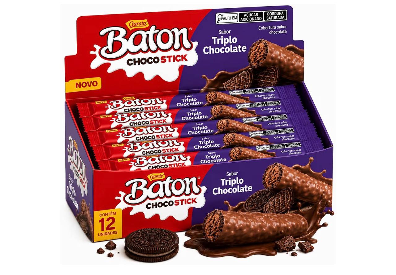 alimentos chocostick baton chocostick triplo chocolate 26g 12 unidades