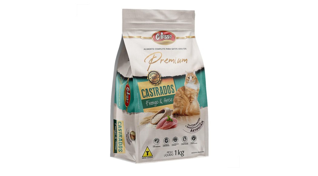 ração para gatos colosso premium ração para gato castrado frango e arroz 1kg
