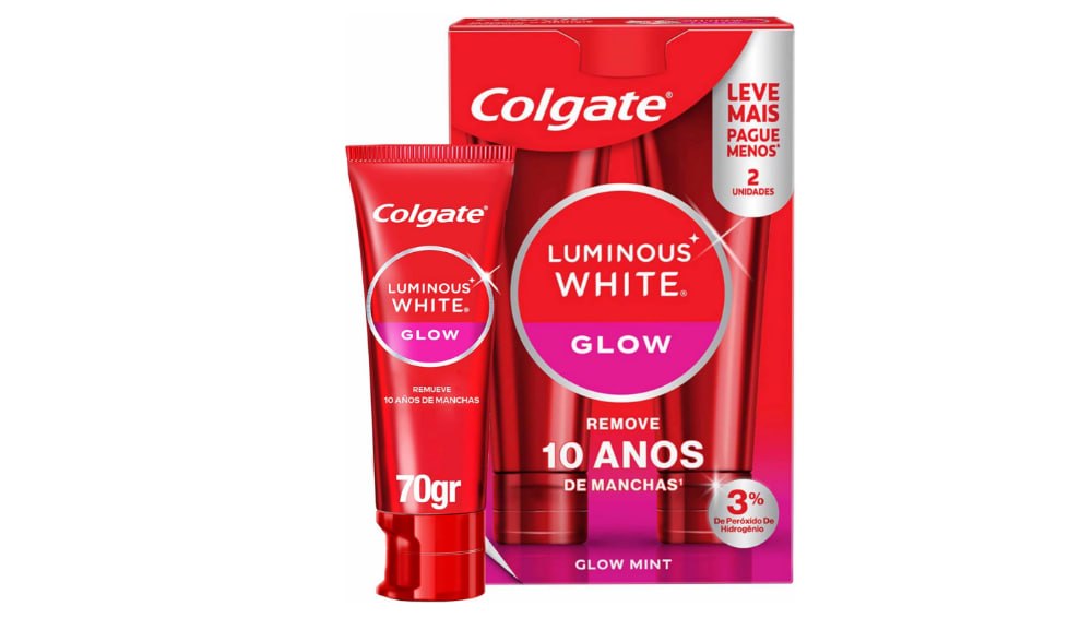 higiene colgate luminous white glow 2x70g kit 2 unidades