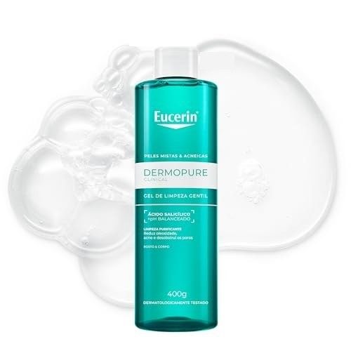 EUCERIN Gel de Limpeza Facial AntiAcne Dermo Pure Gentil 400ml, Pele Mista e Oleosa, Suave, Demaquilante