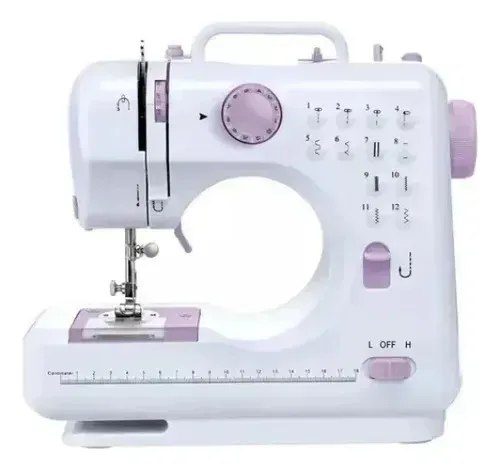 Máquina De Costura Elétrica Multifuncional Portátil 12 Modos Branco 127/220v
