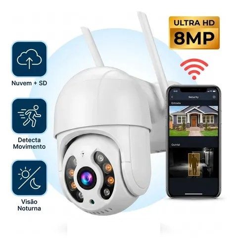 Câmera De Segurança Ip Wifi A8 Full Hd Icsee Ptz 355° Com Visão Noturna Áudio Bidirecional Ip66 Monitoramento Remoto Android E iPhone
