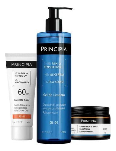 skincare principia kit rotina pele sensivel protetor solar fps60
