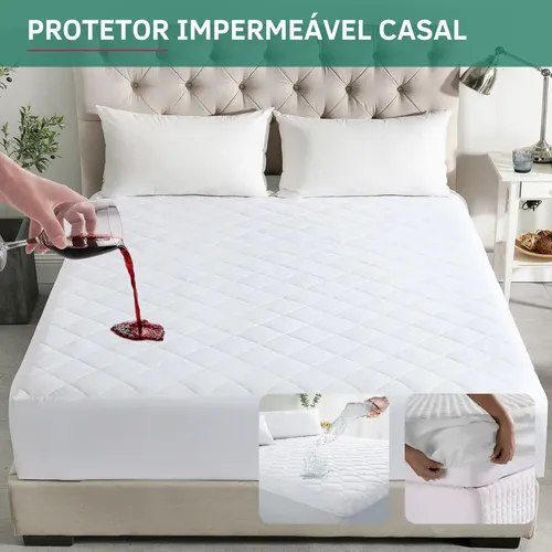 Protetor De Colchão Impermeável Casal Matelado Antialérgico Antiácaro Toque Macio Branco