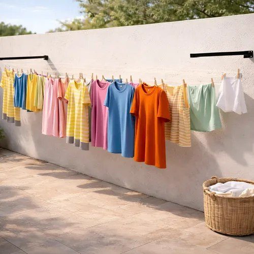 Varal De Roupa Retratil Dobravel De Parede + 20m De Corda Preto