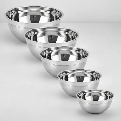 Kit Com 5 Tigelas Bowls Em Aço Inox De Excelente Qualidade