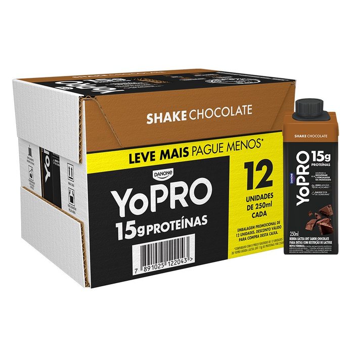 bebida proteica yopro chocolate 250ml 12 unidades