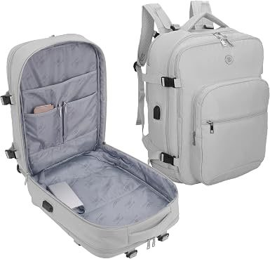 SANTINO Mochila Feminina para Notebook 35L Elegante para Viagem e Trabalho Poliéster Resistente com Porta USB Compartimento para Laptop Alça