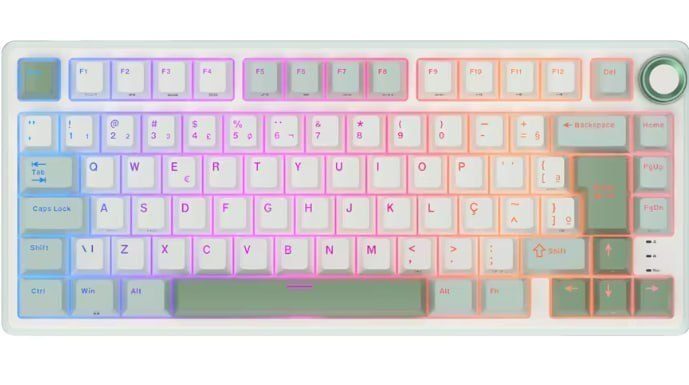 Teclado Mecânico Royal Kludge Rk R75, Rgb, Pbt, Switch Rk Hot Swap, Com Knob de Volume