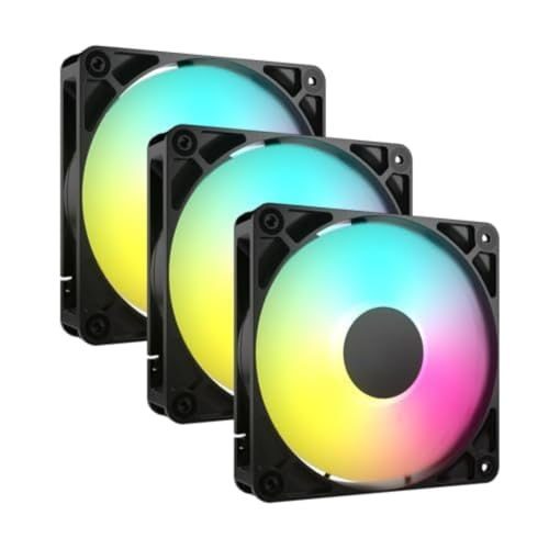 Ventoinhas RS120 ARGB PWM de 120 mm Conexão em cadeia em série Baixo ruído Rolamento magnético Pacote triplo Preto