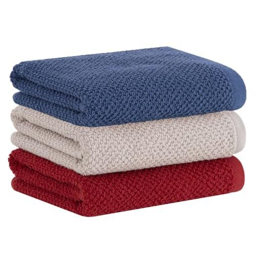 Buddemeyer Kit Pano de Copa Gourmet Bege/Vermelho/Azul 3pç