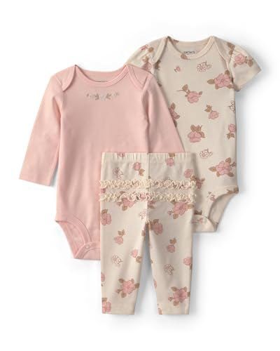 Carter's Conjunto de 3 peças para bebês meninas, rosa, 12 Meses