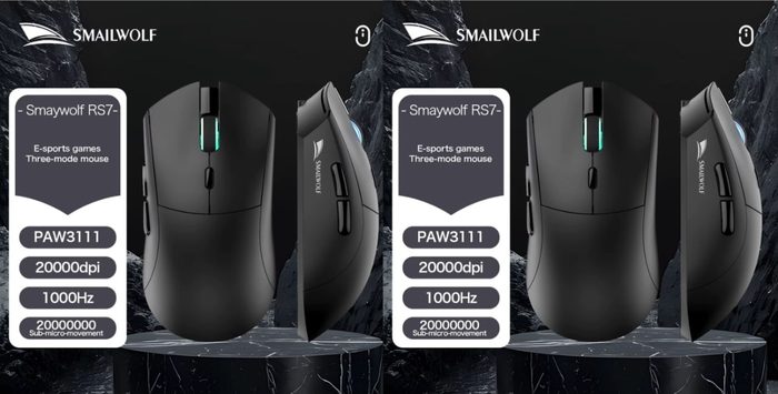2x Mouse Gamer Sem Fio Smailwolf Rs7, Sensor Paw3311